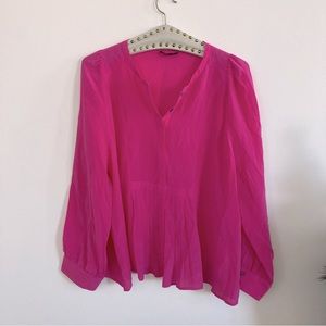J Crew silk pleated blouse pink size 3X